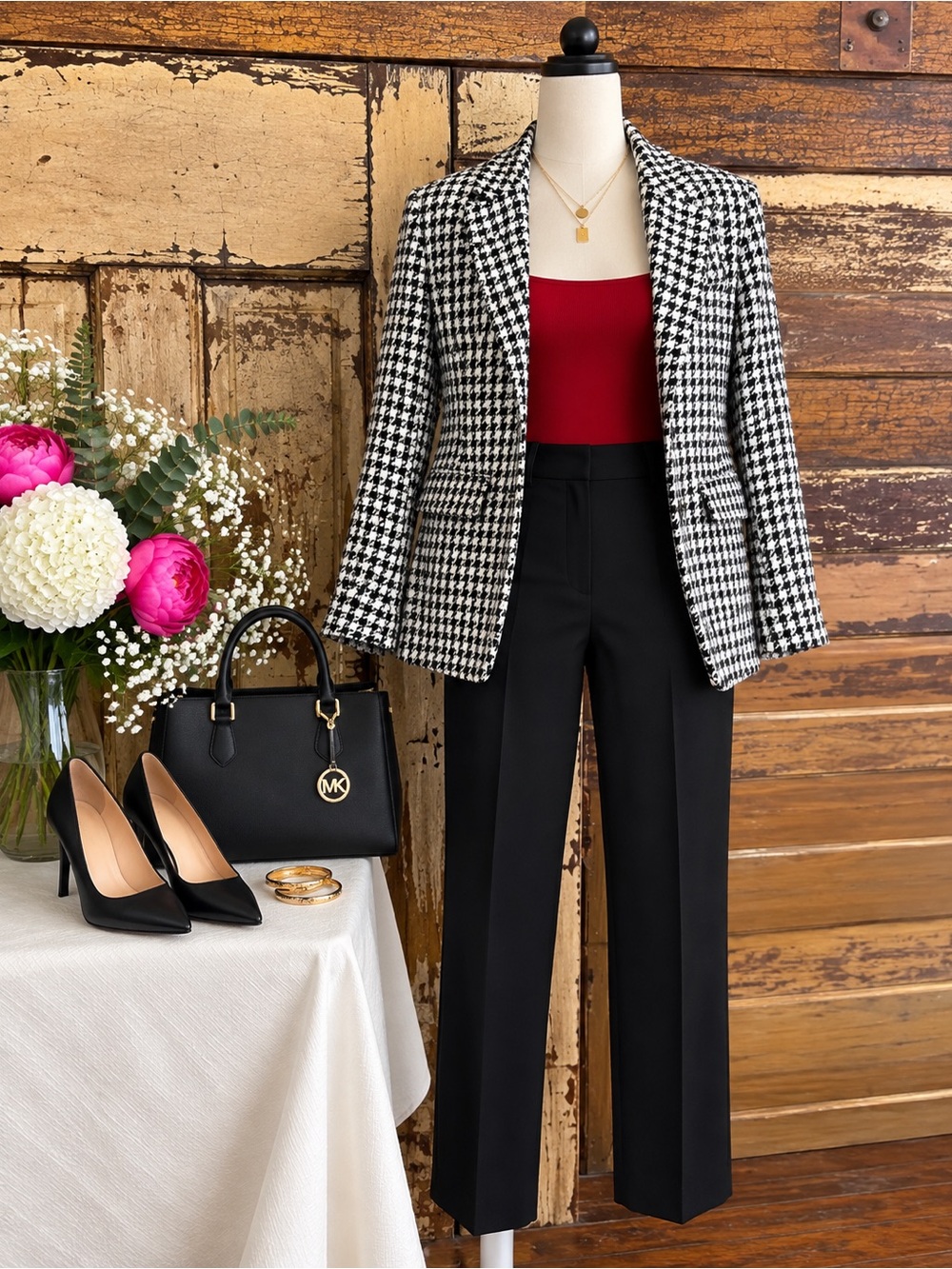 VICI Houndstooth Blazer | Black White Tweed Jacket | NWOT | Size M